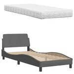 vidaXL Lit avec matelas gris foncé 90x190 cm tissu