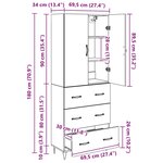 vidaXL Haut Armoire 2 Pièces Chêne noir Bois d'ingénierie et verre