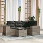 vidaXL Salon de jardin 5 Pièces avec coussins gris clair résine tressée