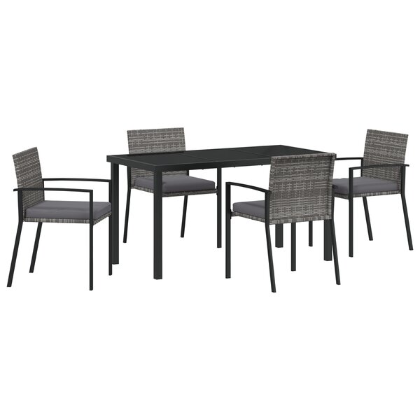 vidaXL Ensemble de jardin 5 pièces Gris Rattan synthétique