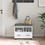 vidaXL Banc d'entrée avec coussin avec tiroir Blanc 60 x 38 x 46 cm