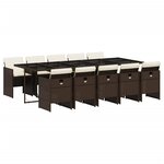 vidaXL Ensemble à manger de jardin et coussins 11 Pièces marron rotin