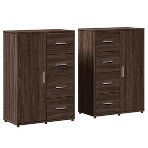 vidaXL Buffets 2 Pièces chêne marron 60x31x84 cm bois d'ingénierie
