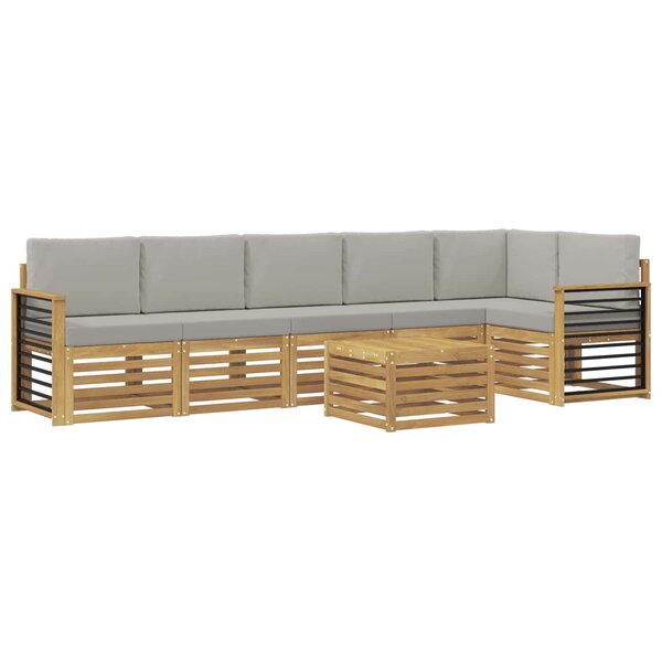 vidaXL Ensemble de canapés d'extérieur 7 pc Blanc et gris clair