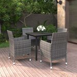 vidaXL Mobilier à dîner de jardin coussins 5 Pièces Résine tressée Verre