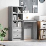 vidaXL Bureau avec rangement 2 Pièces Sonoma gris 45 5 x 34 x 127 cm