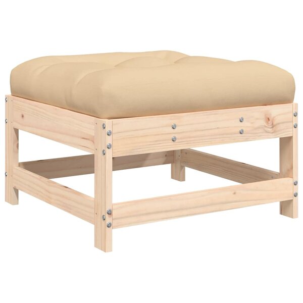 vidaXL Repose-pied de jardin avec coussin bois de pin massif