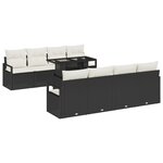 Ensemble de Canapé de Jardin de 9 Pièces avec Coussins Noir Rattan Poly