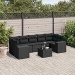 vidaXL Salon de jardin 8 Pièces avec coussins noir résine tressée