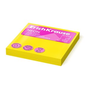 ErichKrause 100 Notes autocollantes  75 x 75 mm - Amovibles - Jaune fluo