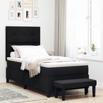 vidaXL Lit à ressorts avec tête de lit Noir 90 x 190 cm tissu