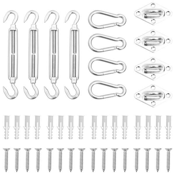 vidaXL Jeu d'accessoires de voile d'ombrage 12 Pièces Acier inoxydable