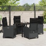 vidaXL Ensemble de salle à manger de jardin 5 pièces avec coussins Rattan Poly Noir