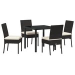 vidaXL Set de salle à manger de jardin 5 pièces noir poly rotin