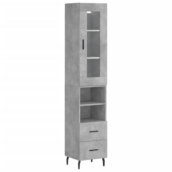 vidaXL Buffet haut Gris béton 34 5x34x180 cm Bois d'ingénierie