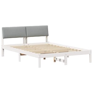 vidaXL Cadre de lit avec tête de lit Blanc et gris clair 135 x 190 cm