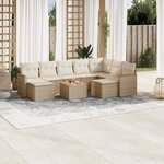 vidaXL Salon de jardin avec coussins 10 Pièces beige résine tressée