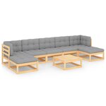 vidaXL Salon de jardin 8 Pièces avec coussins Bois de pin massif