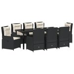 vidaXL Ensemble de salle à manger de jardin 9 pièces en poly rotin noir