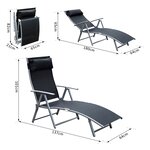 Outsunny transat chaise longue bain de soleil pliable dossier inclinable multi-positions têtière fournie 137L x 64l x 101H cm métal époxy textilène noir