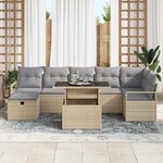 vidaXL Ensemble de canapé de jardin 8 Pièces Beige Poly rotin