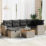 vidaXL Salon de jardin avec coussins 7 Pièces gris résine tressée