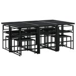 vidaXL Ensemble à manger de jardin avec coussins 11 Pièces noir textilène