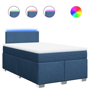 vidaXL Sommier à lattes de lit avec matelas bleu 120x190 cm tissu