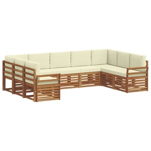 vidaXL Ensemble de canapés d'extérieur 9 pc Naturel et Crème