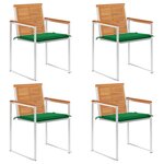 vidaXL Chaises de jardin lot de 4 avec coussins Bois d'acacia massif