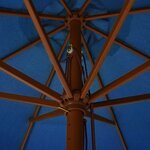 vidaXL Parasol d'extérieur avec mât en bois 330 cm Bleu azuré