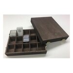 Coffret en bois naturel pour ranger 400 étuis numismatiques 50 x 50 mm.