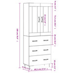vidaXL Buffet haut Sonoma gris 69 5x34x180 cm Bois d'ingénierie