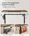 Bureau assis debout électrique 70 x 160 cm table réglable en hauteur mémoire 4 hauteurs pochette cadre en acier dessus épais 12_0004551