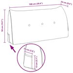 vidaXL Coussin de Dos Gris clair 100 x 24 x 50 cm Velours