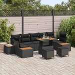 vidaXL Ensemble de canapé de jardin avec coussin 10 Pièces Noir