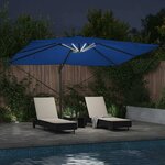 vidaXL Parasol Roma à Bras Déporté Bleu et Noir 352 x 251 x 265 cm