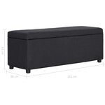 vidaXL Banc avec compartiment de rangement 116 cm Noir Polyester
