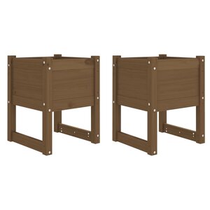 vidaXL Jardinières 2 Pièces Marron miel 40x40x52 5 cm Bois massif de pin