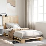 vidaXL Cadre de lit sans matelas avec tête de lit 90x200cm bois massif