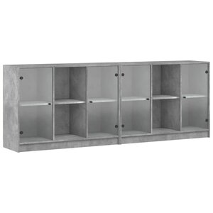 vidaXL Bibliothèque avec portes gris béton 204x37x75 cm