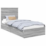 vidaXL Lit de Rangement Gris Sonoma 90 x 200 cm Bois d'ingénierie