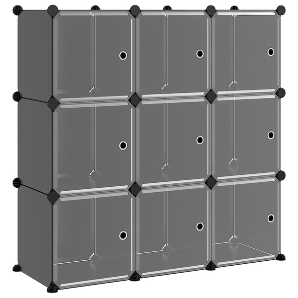 vidaXL Cubes de rangement 9 Pièces avec portes Noir PP