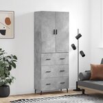 vidaXL Buffet haut Gris béton 69 5x34x180 cm Bois d'ingénierie