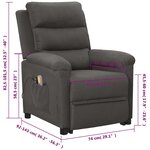 vidaXL Fauteuil de massage inclinable Gris foncé Tissu