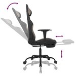 vidaXL Chaise de jeu de massage avec repose-pied Noir et taupe Tissu