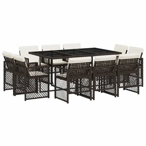 vidaXL Ensemble à manger de jardin et coussins 11 Pièces marron rotin