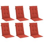 vidaXL Coussins de chaise à dossier haut lot de 6 rouge mélangé tissu