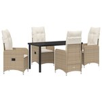 vidaXL Ensemble de salle à manger de jardin 5 pièces avec coussins Beige Poly Rattan