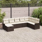 vidaXL Ensemble de canapé de jardin 8 Pièces Marron Poly rotin